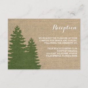 Rustikale Burlap Pine Trees Winter Empfang Card Begleitkarte