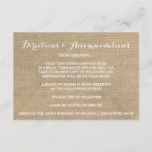 Rustikale Burlap Pine Trees Winter Empfang Card Begleitkarte (Rückseite)