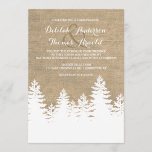 Rustikale Burlap Pine Trees Winter Wedding Einladu Einladung