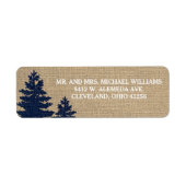 Rustikale Burlap Pine Trees Winter Wedding Labels (Vorne)