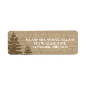 Rustikale Burlap Pine Trees Winter Wedding Labels (Vorne)