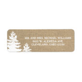 Rustikale Burlap Pine Trees Winter Wedding Labels (Vorne)