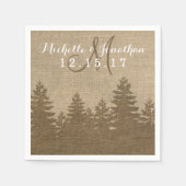 Rustikale Burlap Pine Trees Winter Wedding Napkin Serviette (Vorderseite)