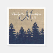 Rustikale Burlap Pine Trees Winter Wedding Napkin Serviette (Vorderseite)