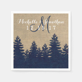 Rustikale Burlap Pine Trees Winter Wedding Napkin Serviette