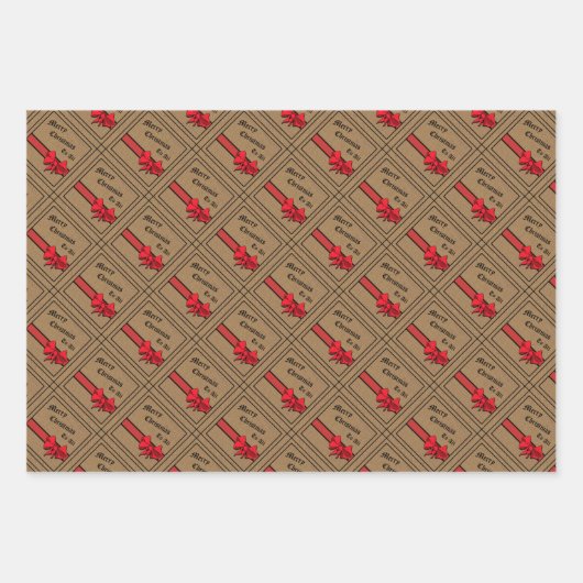 Rustikale Burlap Red Bow frohe Weihnachten an alle Geschenkpapier Set (Vorderseite 3)