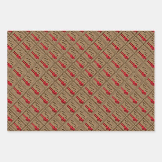 Rustikale Burlap Red Bow frohe Weihnachten an alle Geschenkpapier Set (Vorderseite 2)