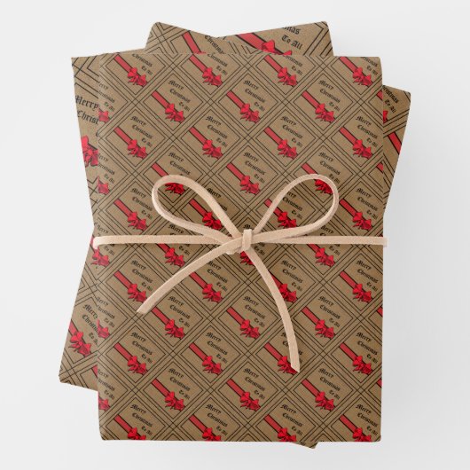 Rustikale Burlap Red Bow frohe Weihnachten an alle Geschenkpapier Set (Beispiel)