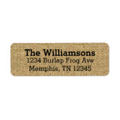 Rustikale Burlap-Rücksendeadressen-Aufkleber (Vorne)