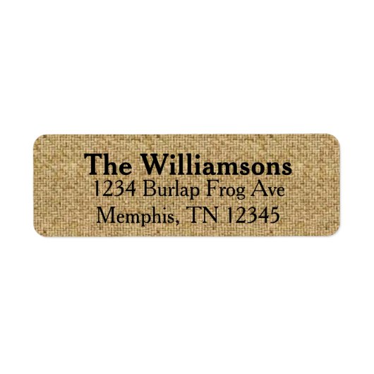 Rustikale Burlap-Rücksendeadressen-Aufkleber (Vorne)