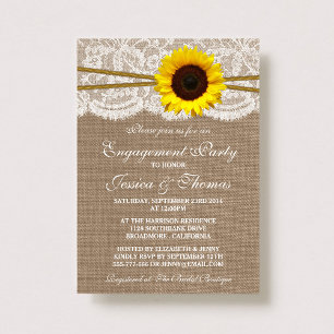 Rustikale Burlap Sonnenblumen-Engagement Party ode Einladung