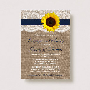 Rustikale Burlap Sonnenblumen-Engagement Party ode Einladung