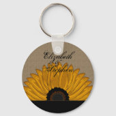 Rustikale Burlap-Sonnenblumen-Gastgeschenke Hochze Schlüsselanhänger (Vorderseite)