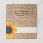Rustikale Burlap-Sonnenblumen-Hochzeit geflochtene Platzkarte (Außenseite Aufgefaltet)