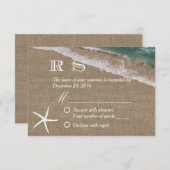 Rustikale Burlap Starfish Beach Hochzeit UAWG RSVP Karte (Vorne/Hinten)