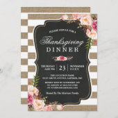 Rustikale Burlap Streifen Erntedank Dinner Einladung (Vorne/Hinten)