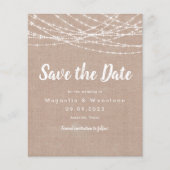 Rustikale Burlap-String-Lichter Hochzeit speichern (Vorderseite)