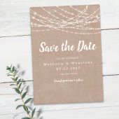 Rustikale Burlap-String-Lichter Hochzeit speichern Save The Date