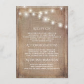 Rustikale Burlap String Lights Hochzeitsinformatio Begleitkarte (Vorderseite)