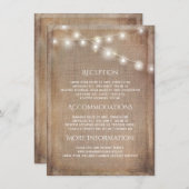 Rustikale Burlap String Lights Hochzeitsinformatio Begleitkarte (Vorne/Hinten)