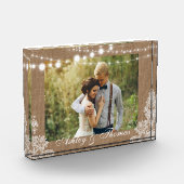 Rustikale Burlap-String Lights Lace Wedding Fotoblock (Links)