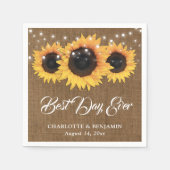 Rustikale Burlap String Lights Sonnenblume Hochzei Serviette (Vorderseite)