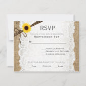 Rustikale Burlap-, Sunflower & Lace Wedding RSVP C (Vorderseite)