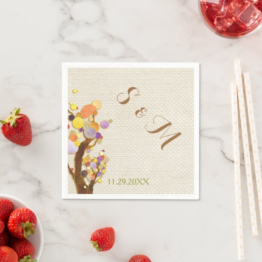 Rustikale Burlap Tree-Hochzeit Serviette (Beispiel)