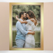 Rustikale Burlap Tropical Palm Anchor Lights Hochz Dreifach Gefaltete Einladung (Innenseite Mitte)