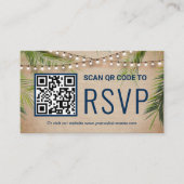 Rustikale Burlap Tropical Palm QR Code UAWG Weddin Begleitkarte (Vorderseite)