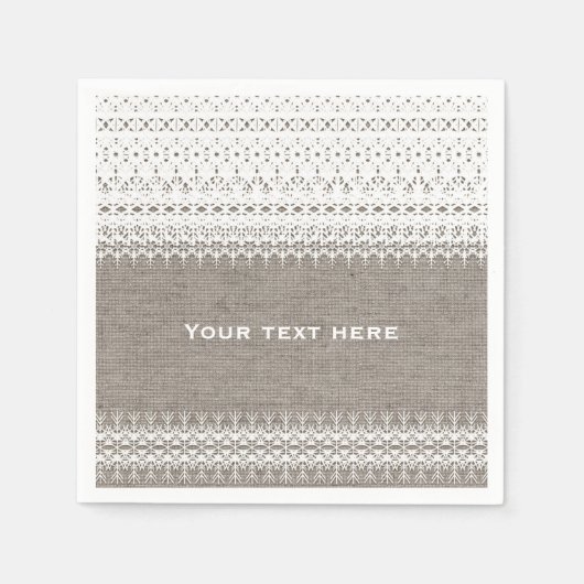 Rustikale Burlap- und elegante Lace Wedding Serviette (Vorderseite)