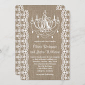 Rustikale Burlap- und Lace Chandelier Wedding Einladung (Vorne/Hinten)