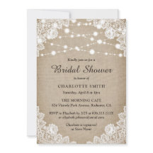 Rustikale Burlap- und Spitzen-Bridal-Dusche Einlad