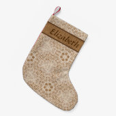 Rustikale Burlap- und Spitzenschneeflocke Personal Kleiner Weihnachtsstrumpf (Vorderansicht (hängend))