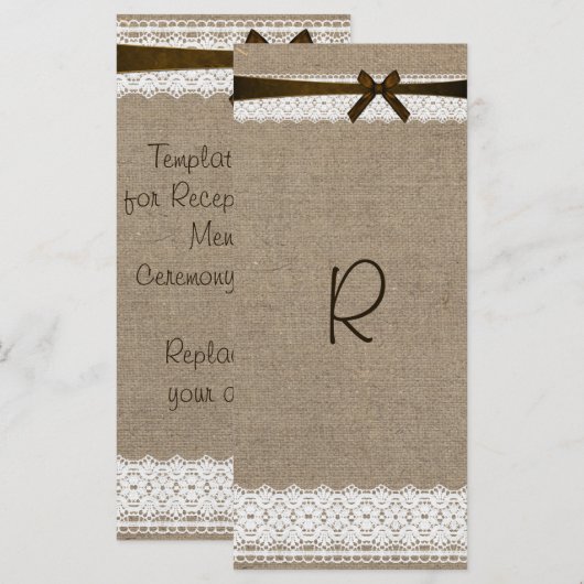 Rustikale Burlap- und Vintage Rackkarte (Vorne/Hinten)