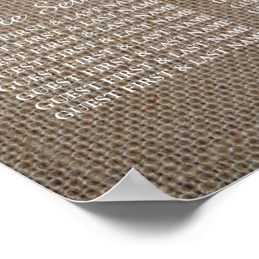 Rustikale Burlap Wedding Poster (Ecke)