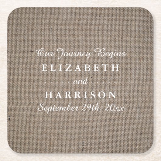 Rustikale Burlap Wedding Rechteckiger Pappuntersetzer (Vorderseite)