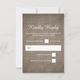 Rustikale Burlap Wedding RSVP Karte