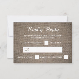 Rustikale Burlap Wedding RSVP Karte