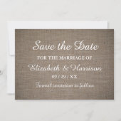 Rustikale Burlap Wedding Save The Date (Vorderseite)