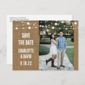 Rustikale Burlap Wedding Save the Date Foto Postca Ankündigungspostkarte (Vorne/Hinten)