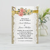 Rustikale Burlap & White Lace Romantische Hochzeit Einladung (Stehend Vorderseite)