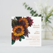 Rustikale Burnt Orange Bloral Wedding Einladung (Stehend Vorderseite)