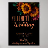 Rustikale Burnt Orange Bloral Wedding Willkommen Poster (Vorne)