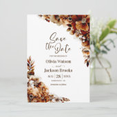 Rustikale Burnt Orange Blumenhochzeit retten Datum Einladung (Stehend Vorderseite)