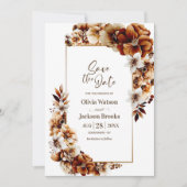 Rustikale Burnt Orange Blumenhochzeit retten Datum Save The Date (Vorderseite)