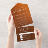 Rustikale Burnt Orange Bohemisch Wedding All In One Einladung (Abreißtisch)