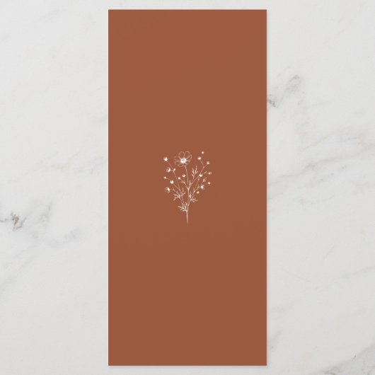 Rustikale Burnt Orange Boho Botanicals Hochzeit Menükarte (Rückseite)