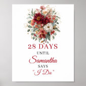 Rustikale burnt orange Boho Brautparty Countdowns Poster (Vorne)