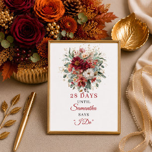 Rustikale burnt orange Boho Brautparty Countdowns Poster
